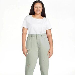 NWT No Boundaries Junior s High Rise Slim Straight Cropped Jeans Green sz 17